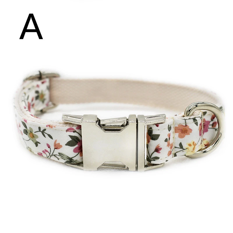 White Flower Flower Pet Collar Leash Metal Buckle Dog Collar Cat Collar