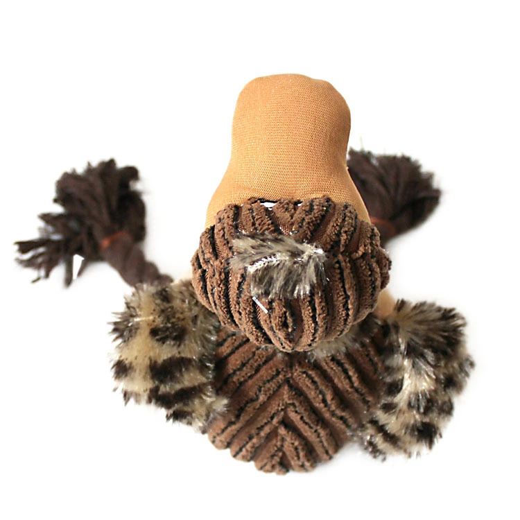 Three-Color Corduroy With Cotton Rope Bird Plush Pet Toy