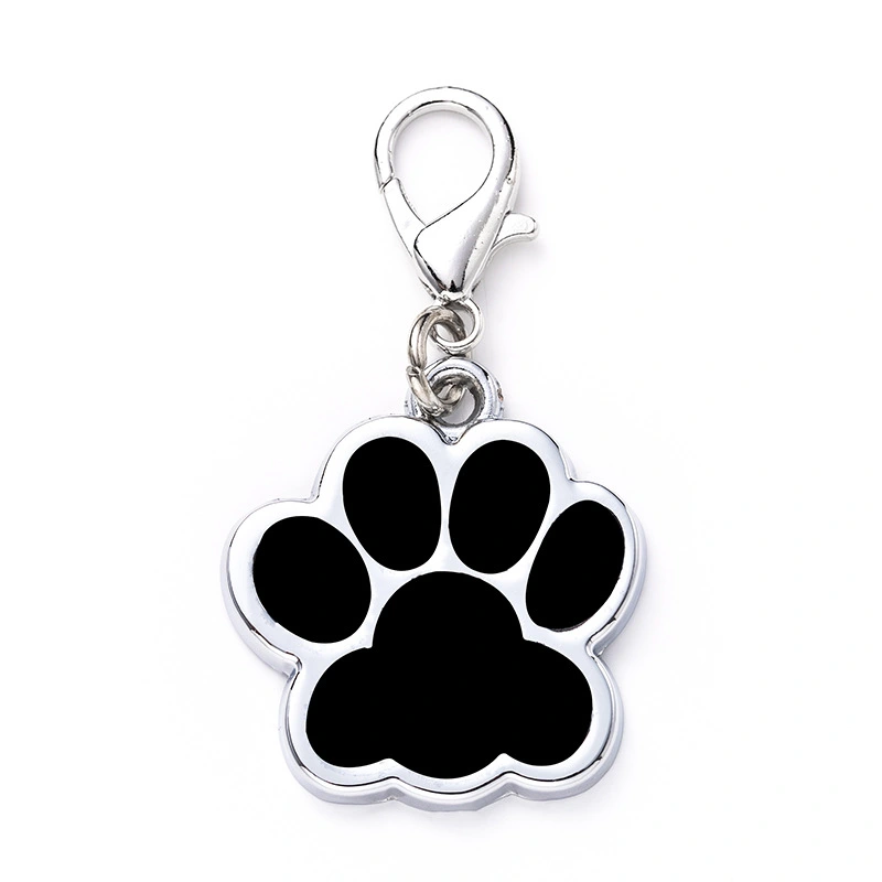 Zinc Alloy Metal Pet Tag Zinc Alloy Identity Brand Glitter Footprint Engraving Dog Tag