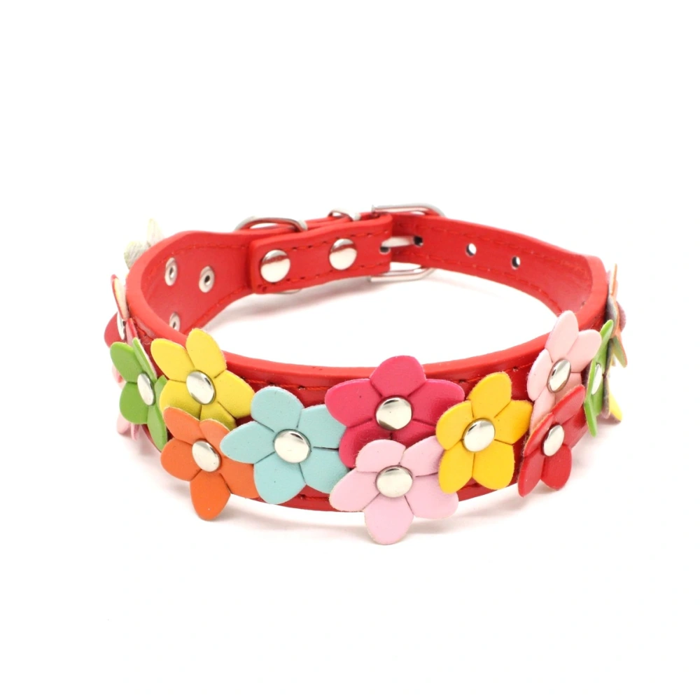 Colorful double row flower pet collar