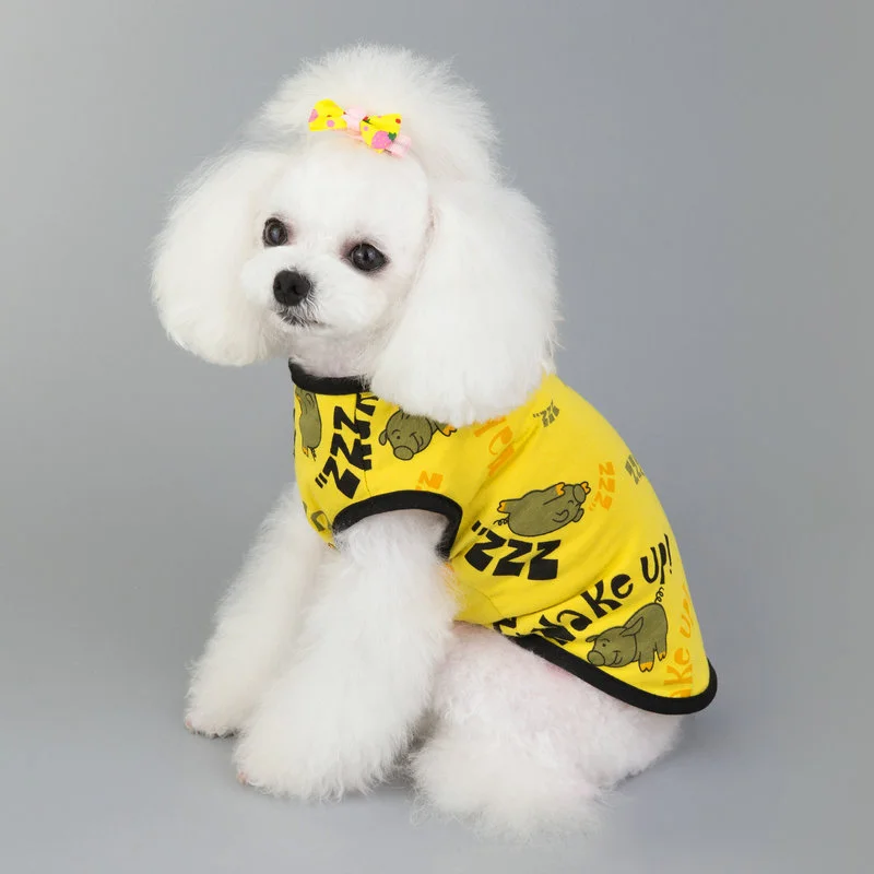 Pet Spring And Summer New Style Cotton Vest Teddy Dog Clothes One Generation Piggy Print Vest