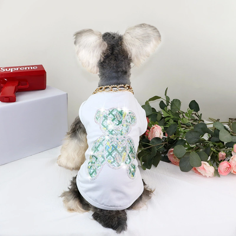 Schnauzer Teddy Clothes Summer Thin Waistcoat Bear Bright Diamond