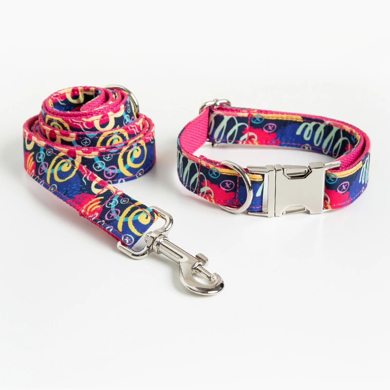 Red Graffiti Pet Collar Traction Rope Set