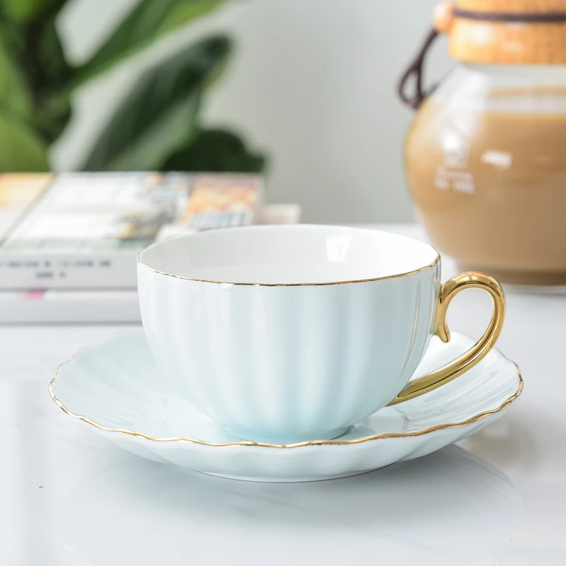 Multicolor Orange Pumpkin Cup Porcelain Coffee Cup Set Red Tea Cup Afternoon Flower Tea Cup Saucer