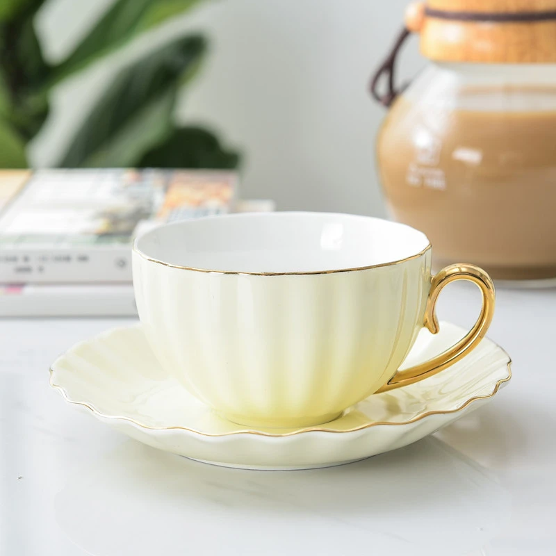 Multicolor Orange Pumpkin Cup Porcelain Coffee Cup Set Red Tea Cup Afternoon Flower Tea Cup Saucer