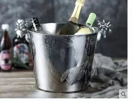 Deer Head Ice Bucket European-Style High-End Champagne Bucket Stainless Steel Ice Wine Bucket