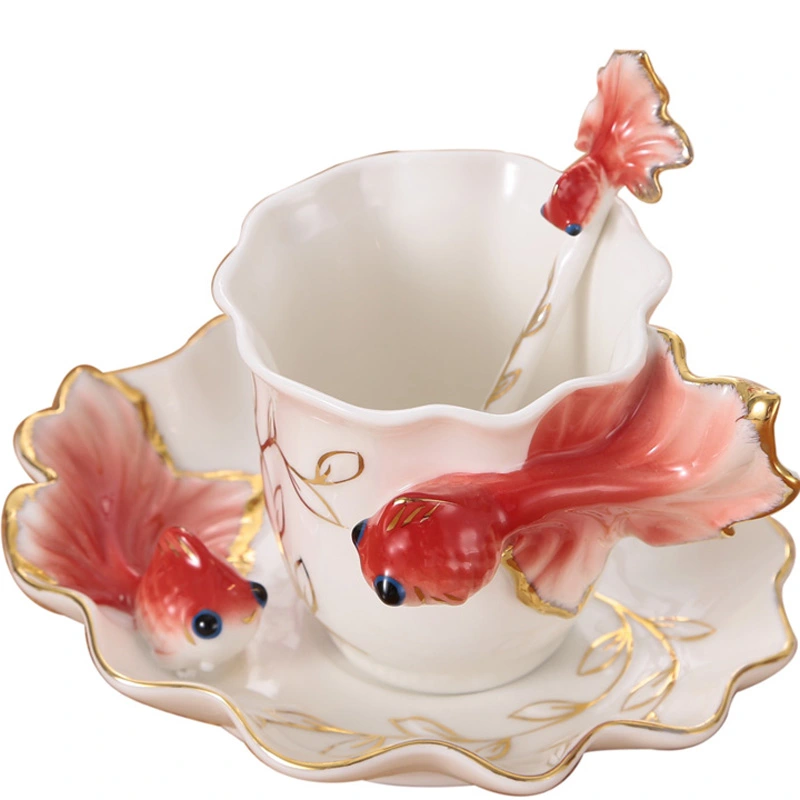 Goldfish Coffee Cup Set Creative Wedding Gift Ceramic Cup