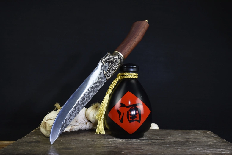 Chilong Bone Knife Mahogany Handle