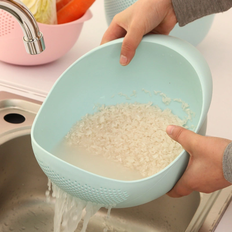 Kitchen Thicken Rice Washer Household Goods Drain Washing Rice Sieve Dense Hole Multi-purpose Plastic Rice Washing Basin