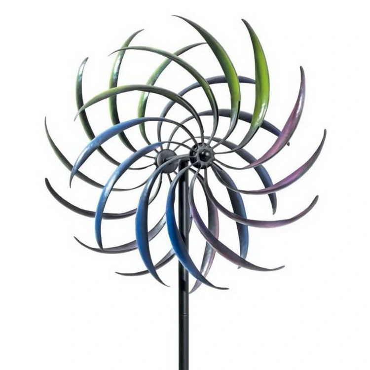 Outdoor Garden Crafts Double-layer Rotating Plug-in Iron Windmill