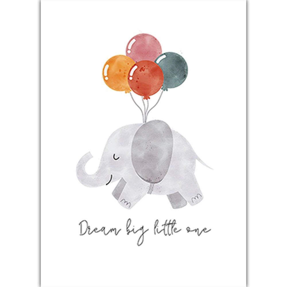 Cartoon Animal Hot Air Balloon Rainbow Kindergarten Children's Room Bedroom Painting