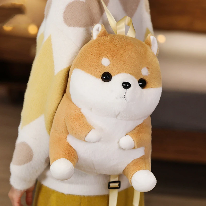 Plush Animals Backpacks Kids Stuffed Backpack Dog Pig Shiba Inu Plush School Bag