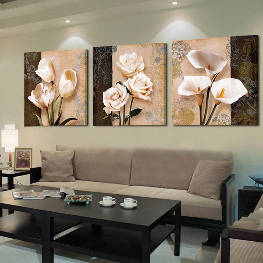 Modern Decorative Painting Oil Painting Triptych Classical Flower AliExpress Cross-border Supply