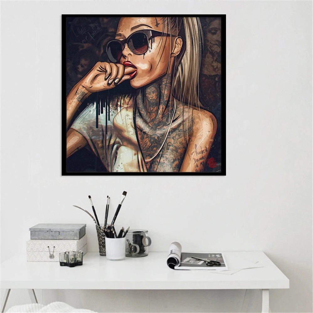 Punk Tattoo Girl Bedroom Decoration Painting