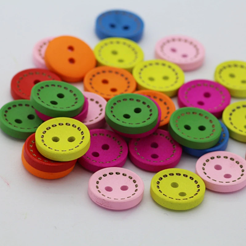 Round Colored Dotted Wooden Buttons Wooden Buttons