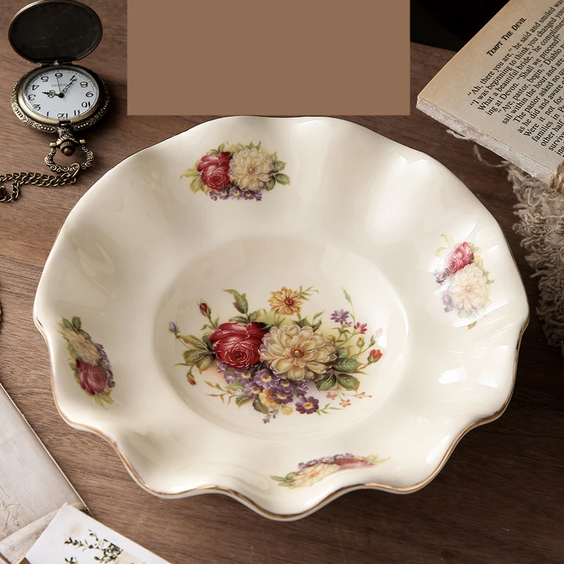 European-style Salad Snack Plate Tableware Dish With Gilt Edge