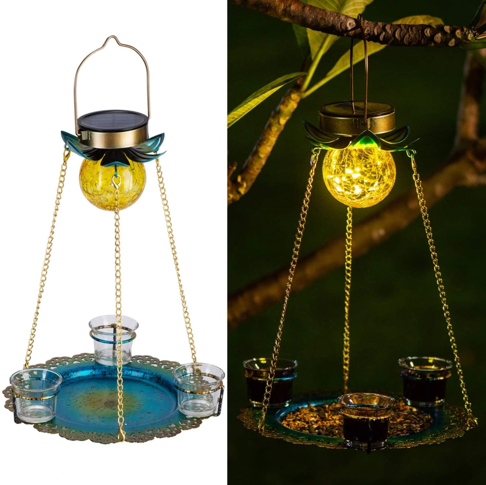 Solar Tray Bird Feeder Crafts Outdoor Garden