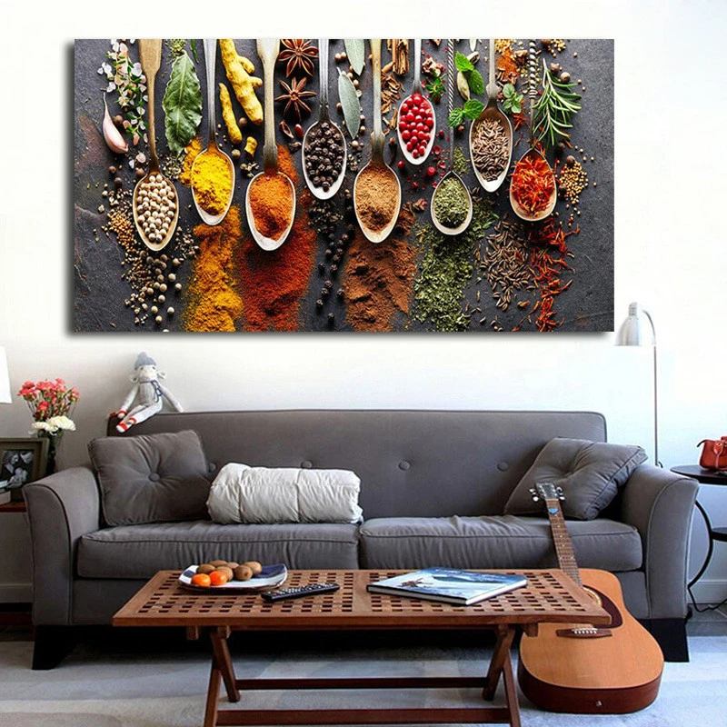 HD Modern Home Leaflet Kitchen Spice Painting Canvas Mural