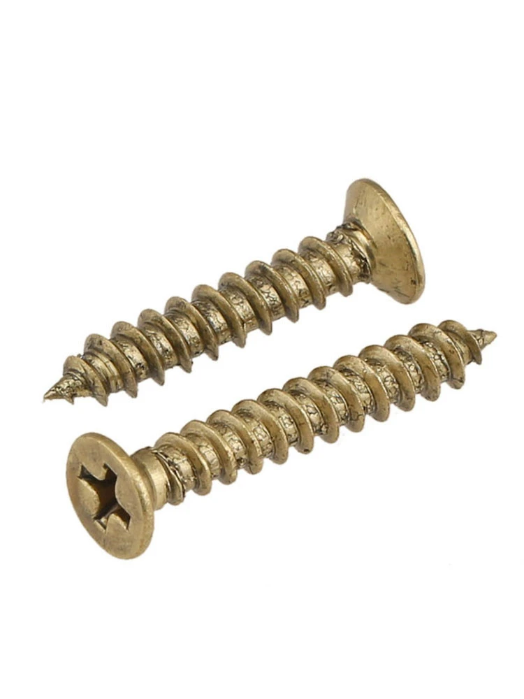 Brass Cross Countersunk Head Tapping Screws, Pure Copper Wood Screws, Copper Flat Head Tapping Accessories