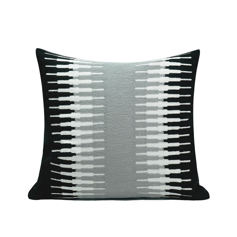 Black And White Gray Embroidered Pillow Nordic Sofa Cushion