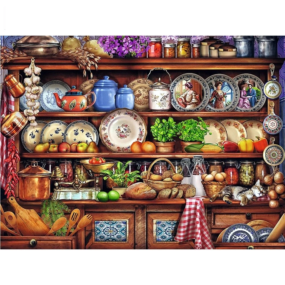 Diamond Painting Full Diamond Square Landscape Kitchen Embroidery