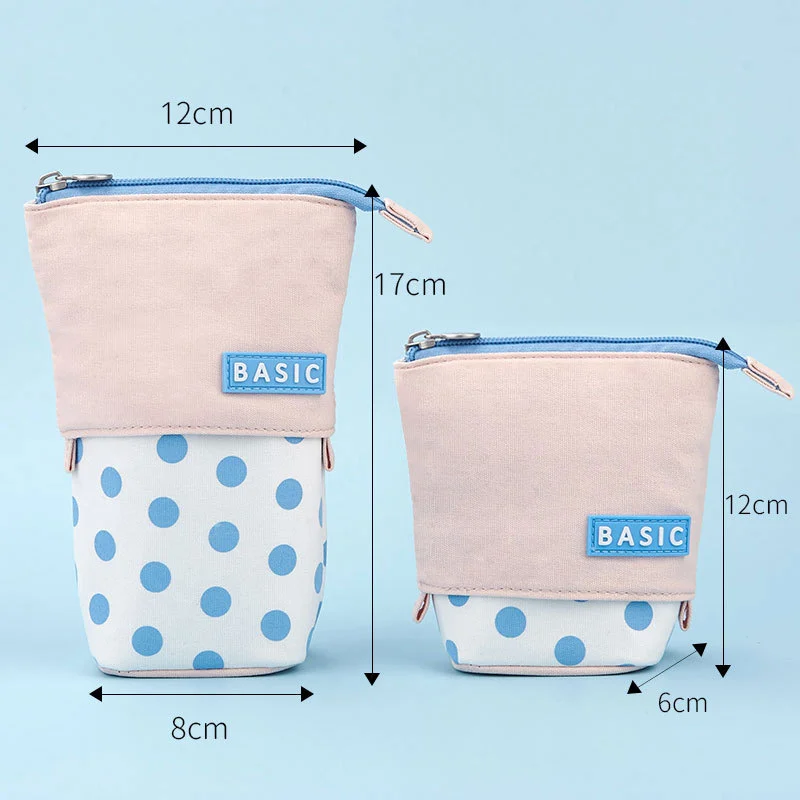 Drop-down Polka-dot Pencil Case, Large-capacity Canvas