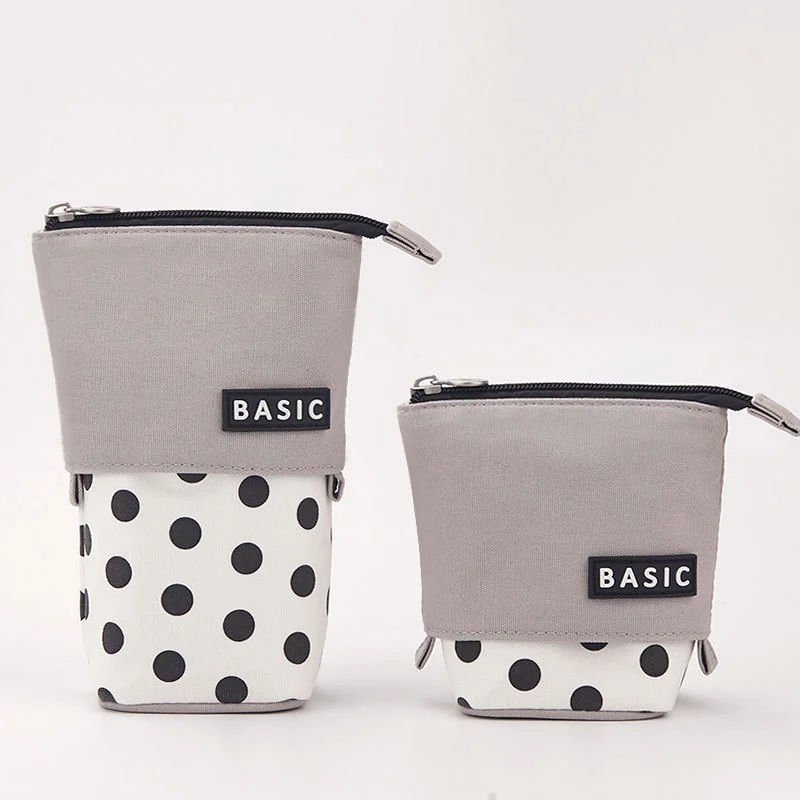 Drop-down Polka-dot Pencil Case, Large-capacity Canvas