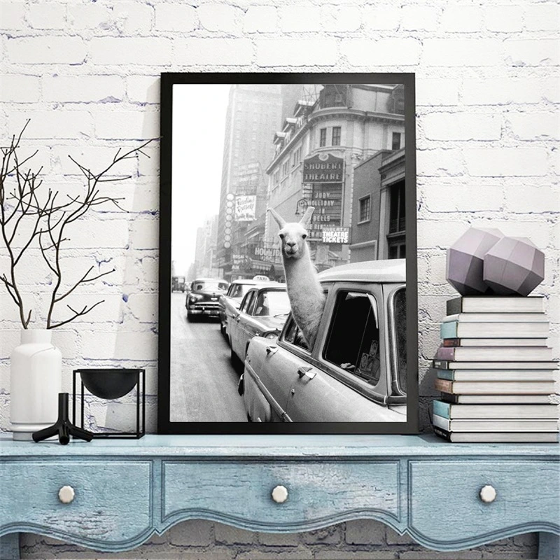 Animal Llama Vintage Wall Art Canvas Painting