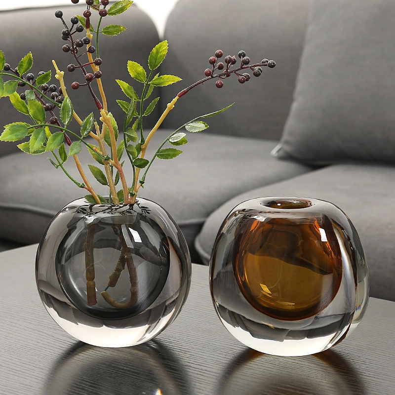 Simple Modern Glass Vase Light Luxury Model Room Soft Decoration Living Room Decoration