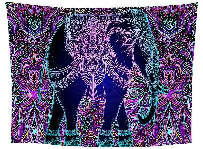 Neon Elephant Line Art Tapestry Background Cloth Hanging Cloth