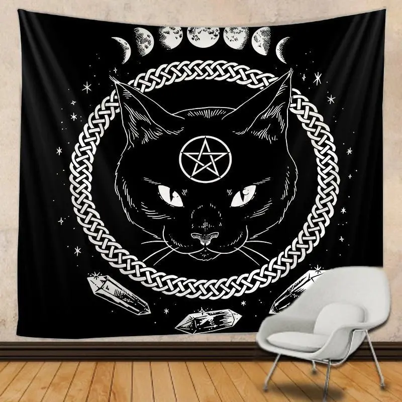 Pentagram Cat Tapestry Background Cloth Hanging Cloth