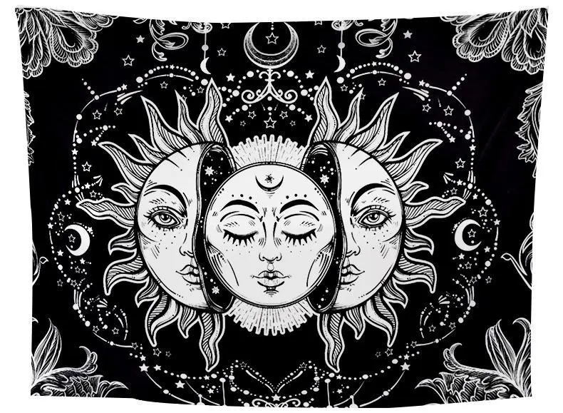 Black And White Sun Moon Tapestry