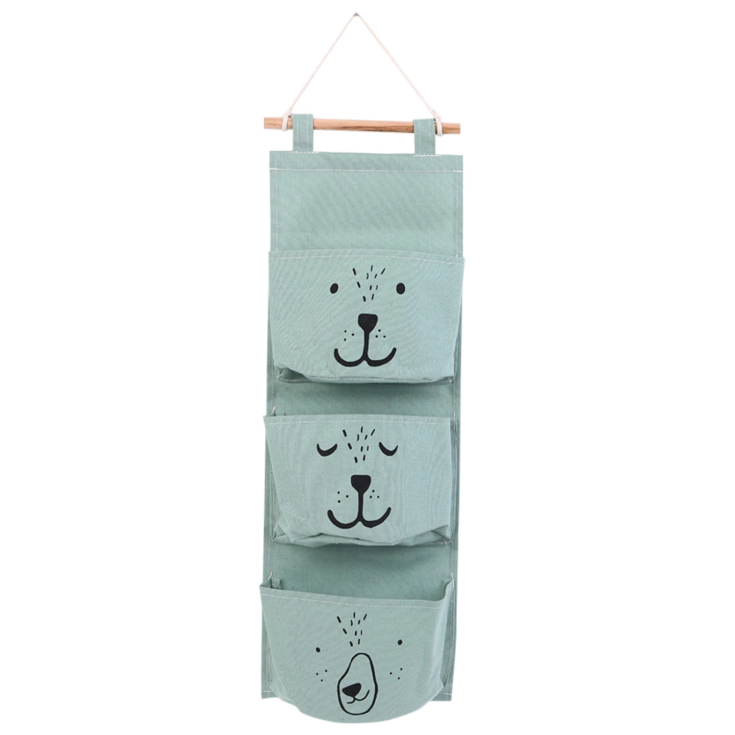 Millet Wheat Expression Cartoon Cloth Three Pockets Semicircle Storage Hanging Bag Canvas