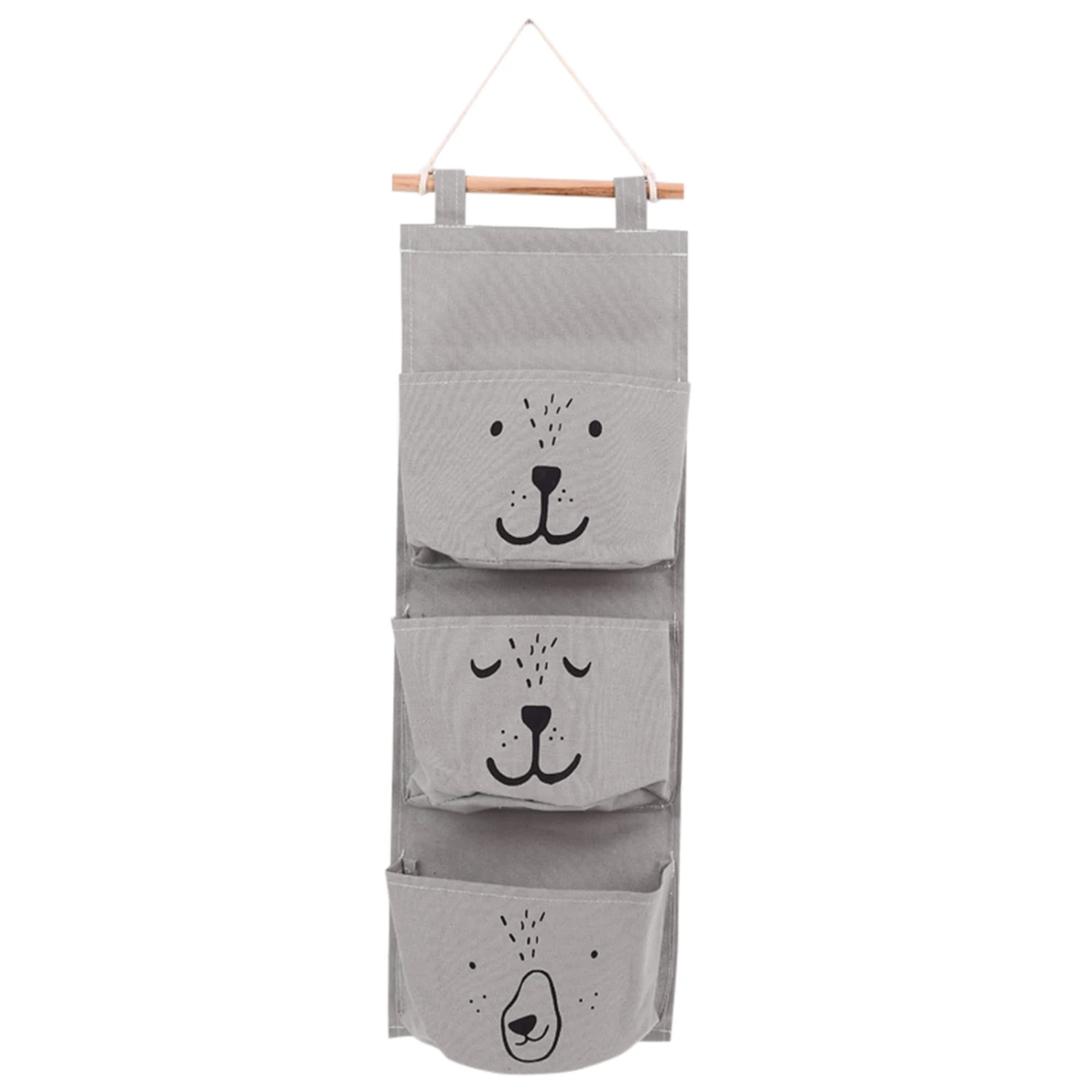Millet Wheat Expression Cartoon Cloth Three Pockets Semicircle Storage Hanging Bag Canvas
