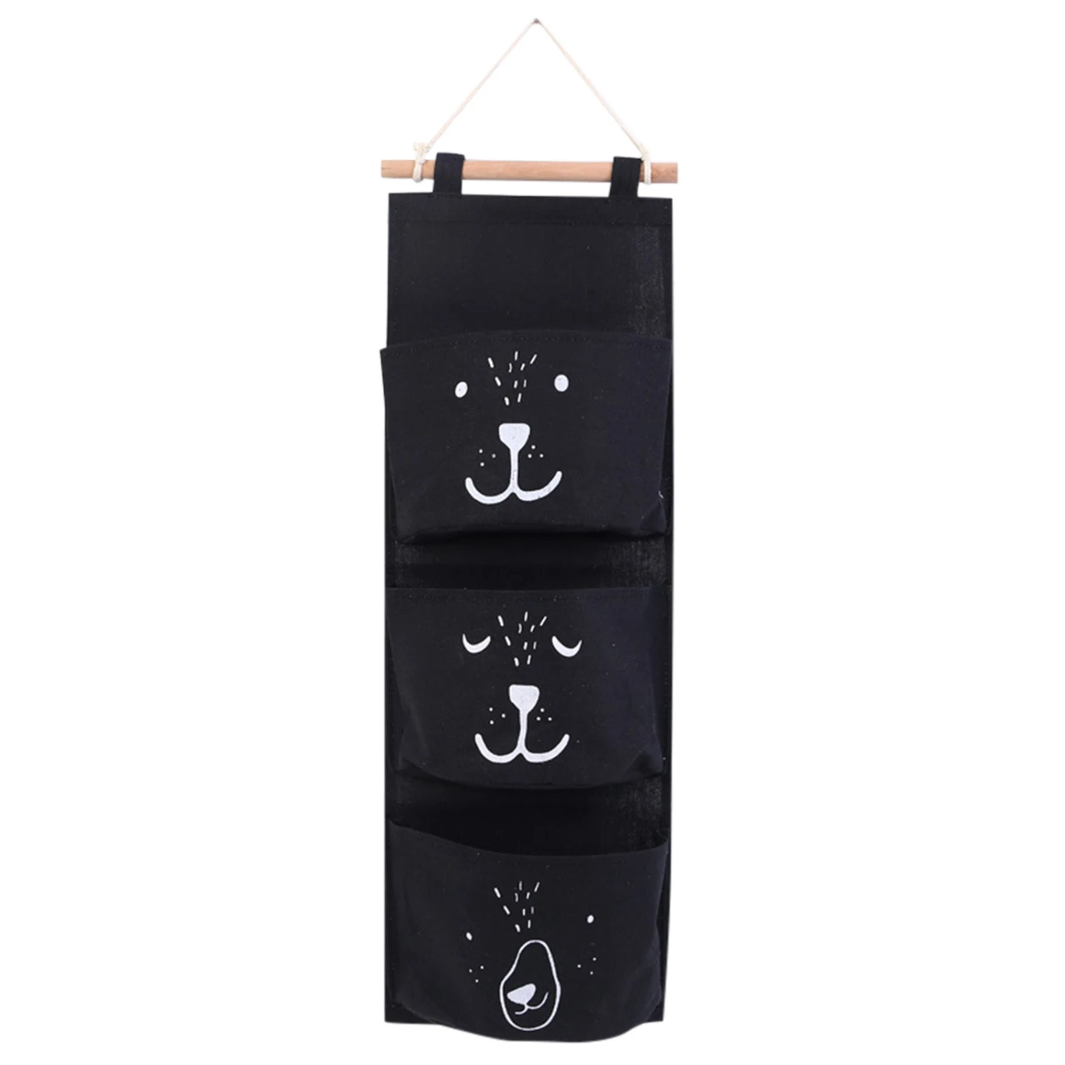 Millet Wheat Expression Cartoon Cloth Three Pockets Semicircle Storage Hanging Bag Canvas
