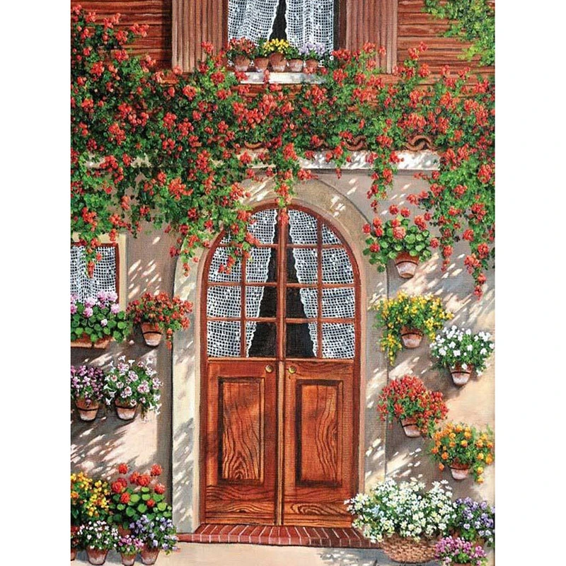 Full Flower Door Diamond Embroidery, Square Diamonds, Rhinestones Inlaid Craftsmanship, Needlework