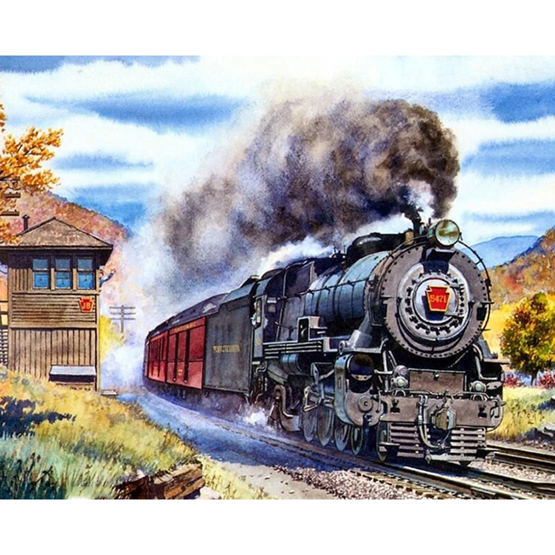 Diamond Painting Full Square Diamond Diamond Painting Train With Smoke