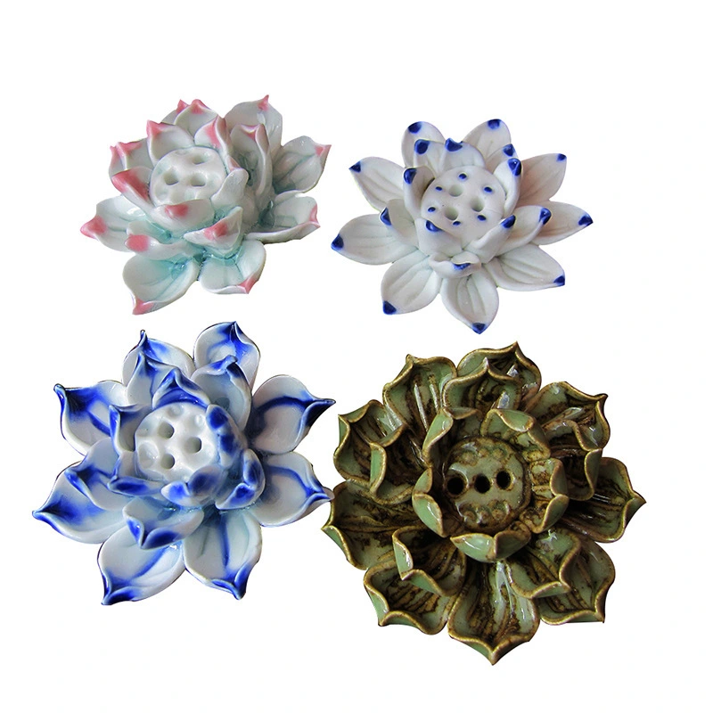 Ceramic Lotus Incense Sandalwood Hand-made Mini Flower Zen Ornaments