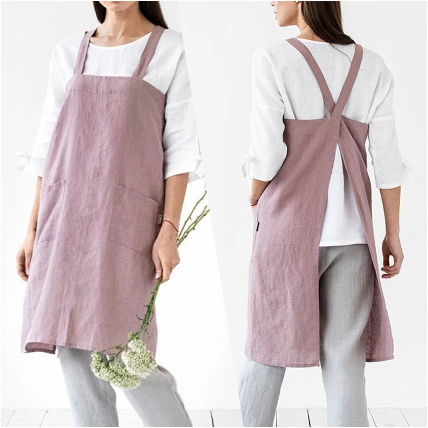 Shoulder Strap Apron Fashion Kitchen Restaurant Housework Apron