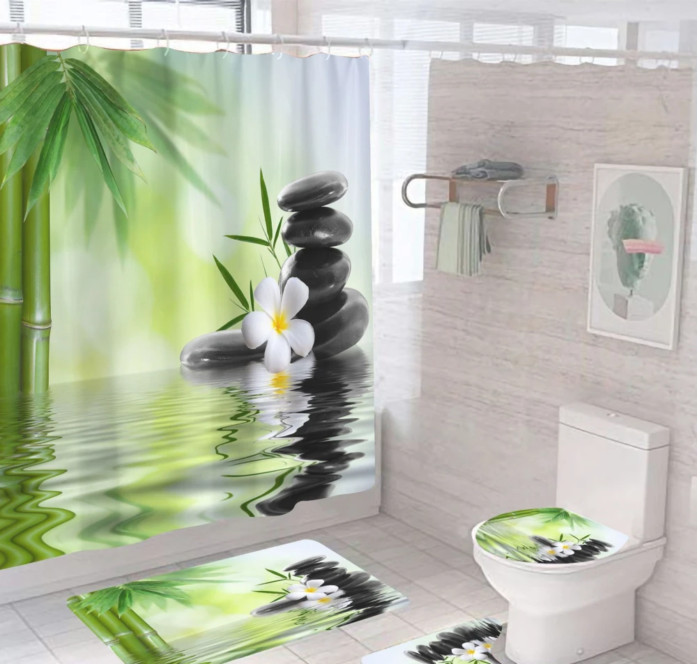 Digital Printing Shower Curtain Waterproof And Mildew Proof Metal Buckle