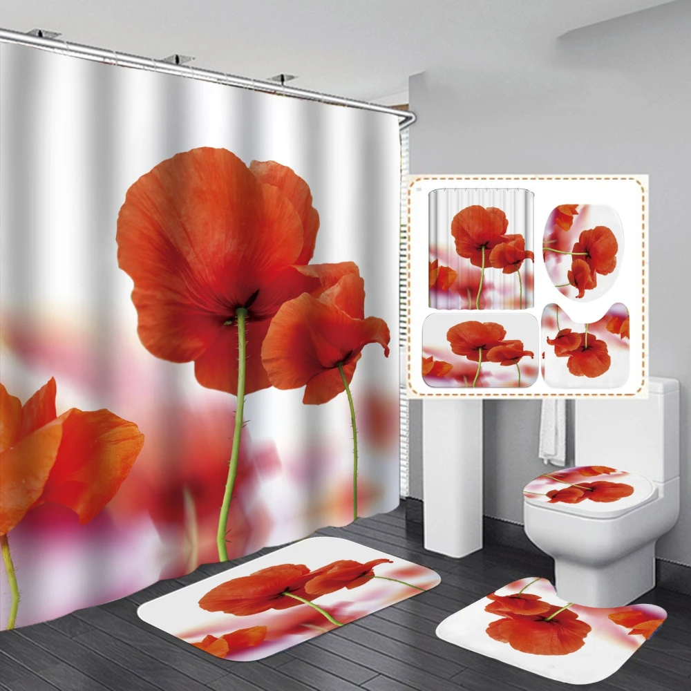 Digital Printing Waterproof Polyester Bathroom Toilet Shower Curtain