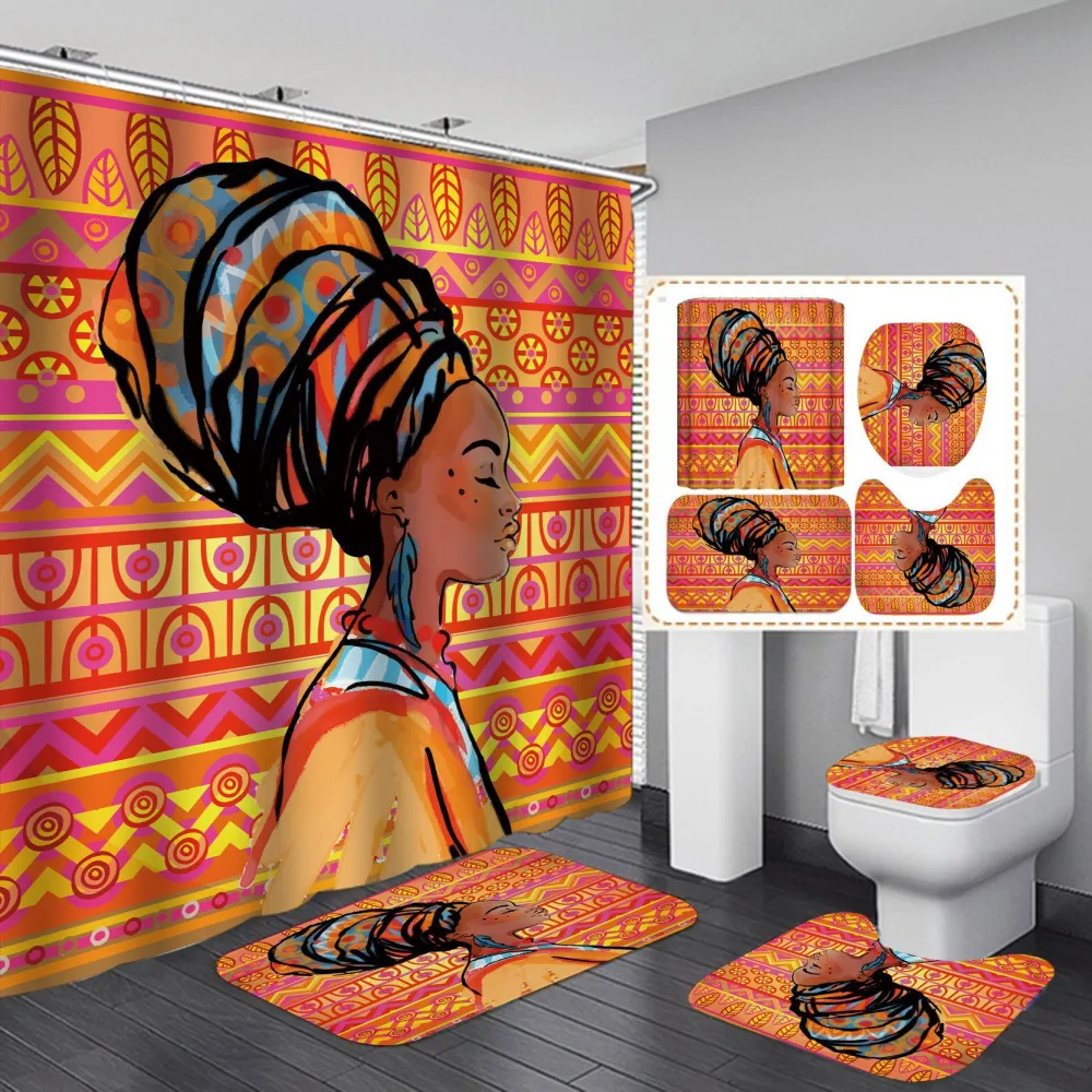 Digital Printing Waterproof Polyester Shower Curtain Customized With Drawings