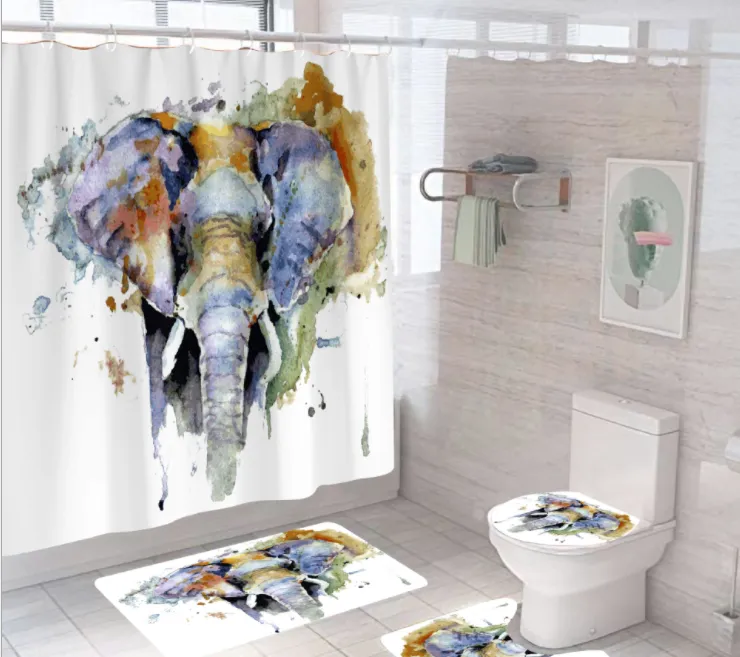 Elephant Series Digital Printing Shower Curtain