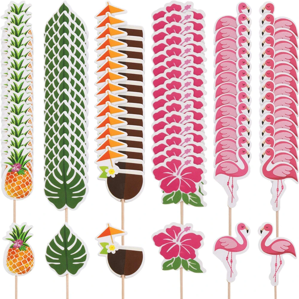 24pc Hawaii Party Cake Decor Flamingo Parti Alaha Pineapple Flower