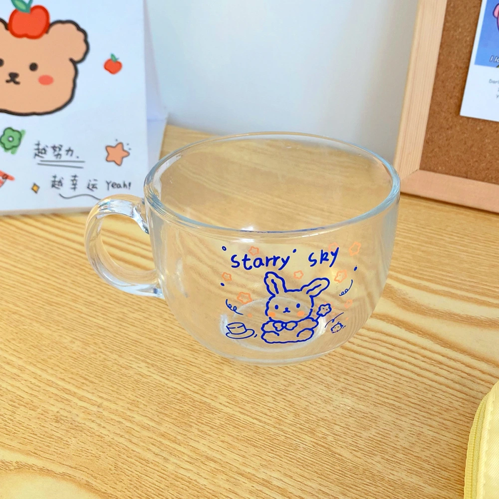 Cute Girl Heart Rabbit Breakfast Cup Simple Transparent Large-capacity Water Glass Cup