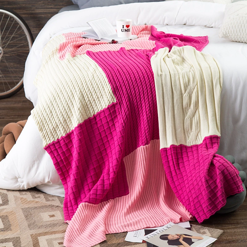 Ruijing Textile Cotton Knitting Creative Splicing Blanket