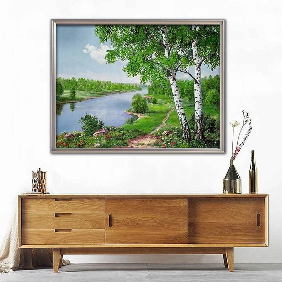 Birch Landscape Mosaic 5D Diamond Painting