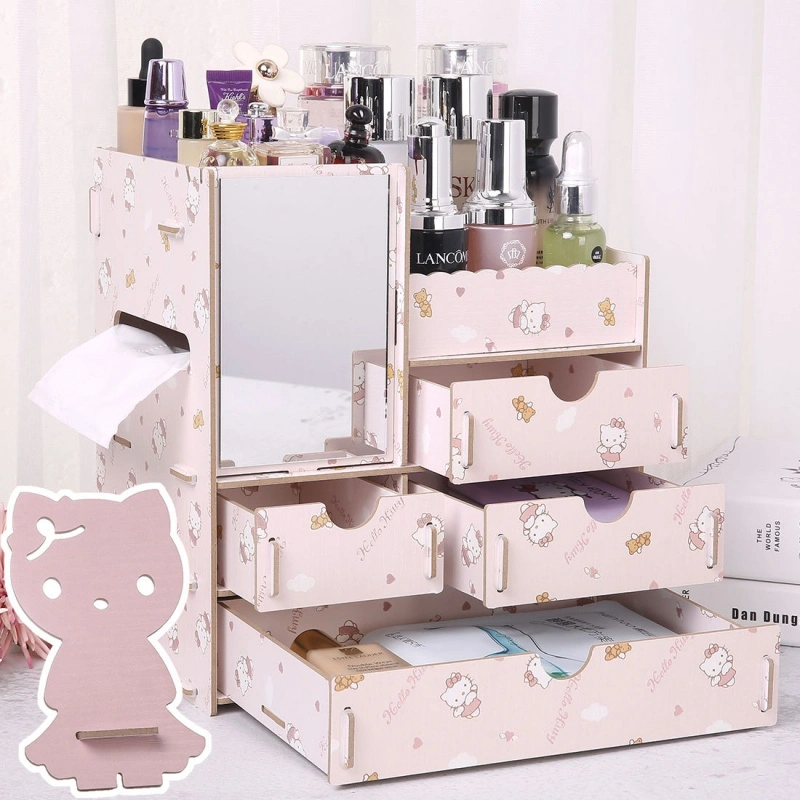 Wooden Tabletop Cosmetic Storage Box Cosmetic Box Wooden Jewelry Storage Drawer Type Storage Box