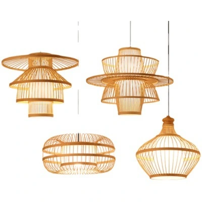 Chinese Bamboo Retro Hanging Light Fixtures Wicker Pendant  Light