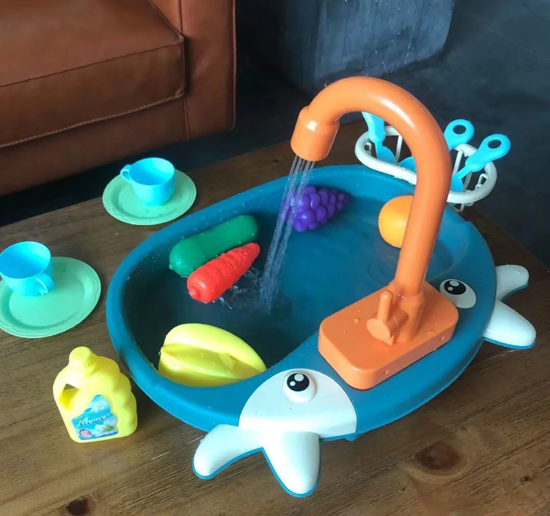 Children's Play House Electric Recirculating Water Kitchen Simulation Sink
